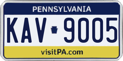 PA license plate KAV9005