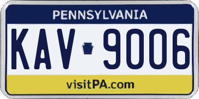 PA license plate KAV9006
