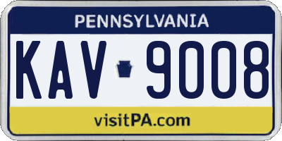 PA license plate KAV9008