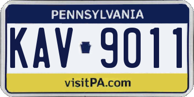 PA license plate KAV9011