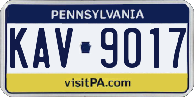PA license plate KAV9017