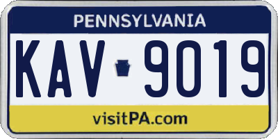 PA license plate KAV9019