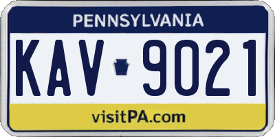 PA license plate KAV9021