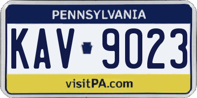 PA license plate KAV9023