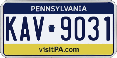 PA license plate KAV9031