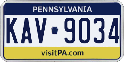 PA license plate KAV9034