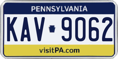 PA license plate KAV9062