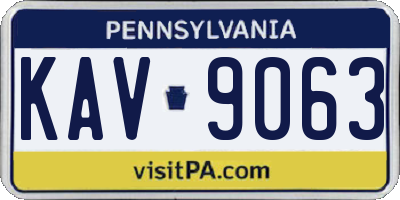 PA license plate KAV9063