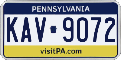 PA license plate KAV9072
