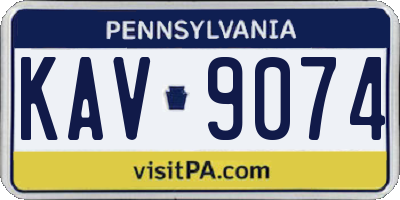 PA license plate KAV9074