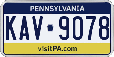PA license plate KAV9078