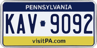 PA license plate KAV9092
