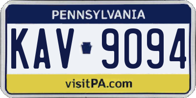 PA license plate KAV9094