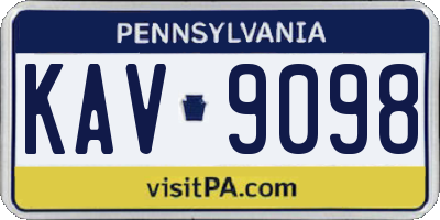 PA license plate KAV9098