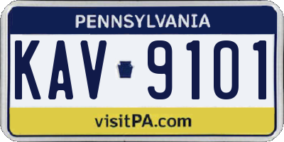 PA license plate KAV9101