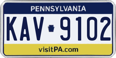 PA license plate KAV9102