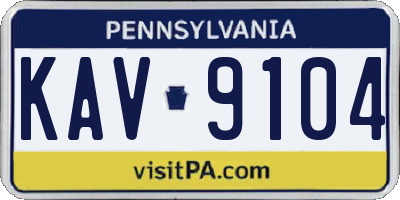 PA license plate KAV9104