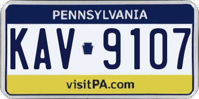 PA license plate KAV9107