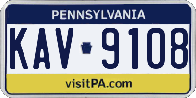 PA license plate KAV9108