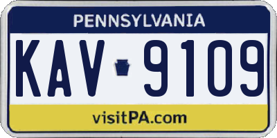 PA license plate KAV9109