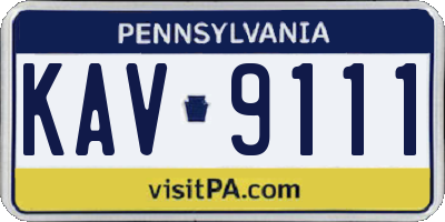 PA license plate KAV9111