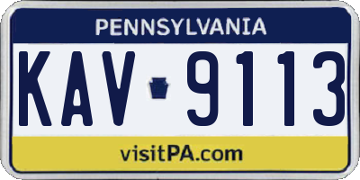 PA license plate KAV9113