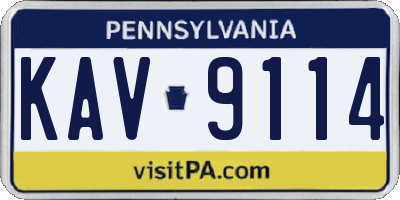 PA license plate KAV9114
