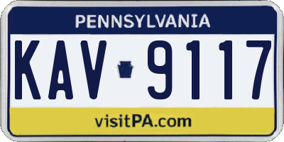 PA license plate KAV9117