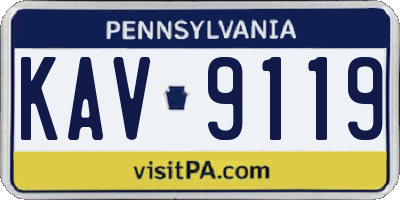PA license plate KAV9119