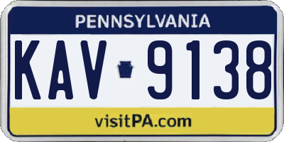 PA license plate KAV9138