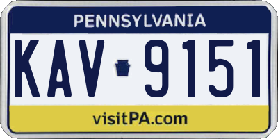 PA license plate KAV9151