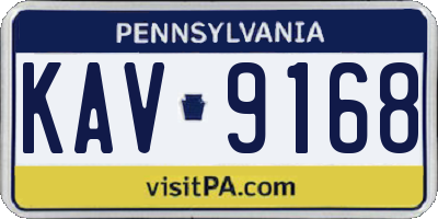 PA license plate KAV9168