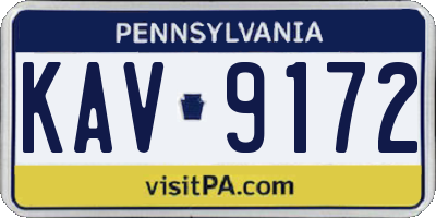 PA license plate KAV9172
