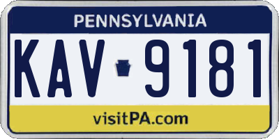 PA license plate KAV9181