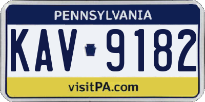 PA license plate KAV9182