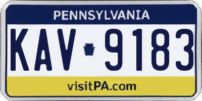PA license plate KAV9183