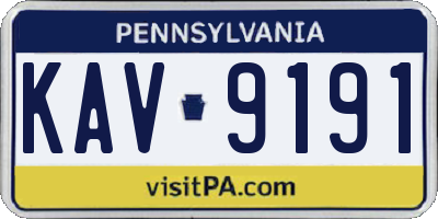 PA license plate KAV9191