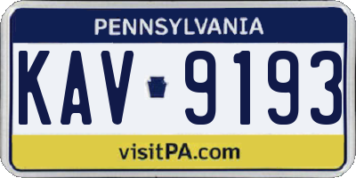 PA license plate KAV9193