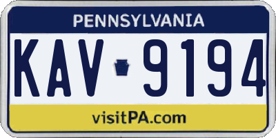PA license plate KAV9194