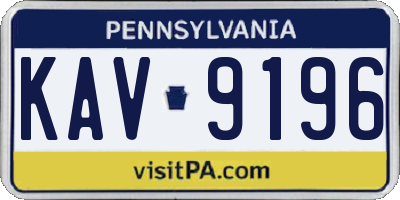 PA license plate KAV9196