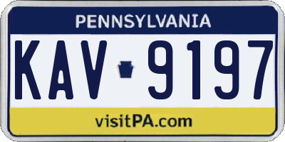 PA license plate KAV9197