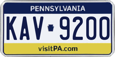PA license plate KAV9200