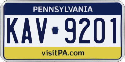 PA license plate KAV9201
