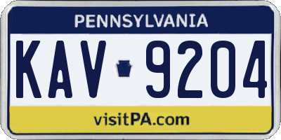 PA license plate KAV9204