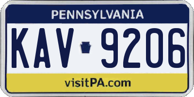 PA license plate KAV9206