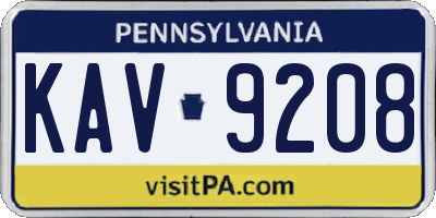 PA license plate KAV9208