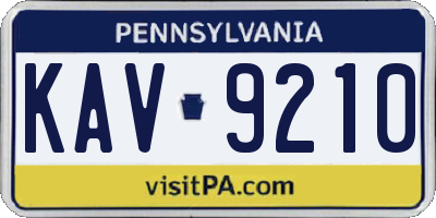 PA license plate KAV9210