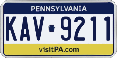 PA license plate KAV9211