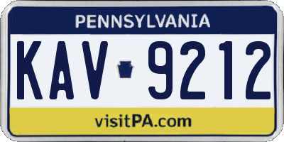 PA license plate KAV9212