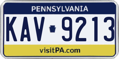 PA license plate KAV9213